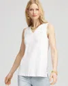 Chico's Sleeveless V-neck Button Tank In White In White