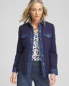 Chico's Slim-fit Ponte Shacket In Blue Size Xxl |  In Passport Blue