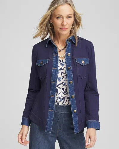 Chico's Slim-fit Ponte Shacket In Blue Size Xxl |  In Passport Blue