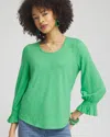 CHICO'S SMOCKED 3/4 SLEEVE TEE IN GRASSY GREEN SIZE 20/22 | CHICO'S