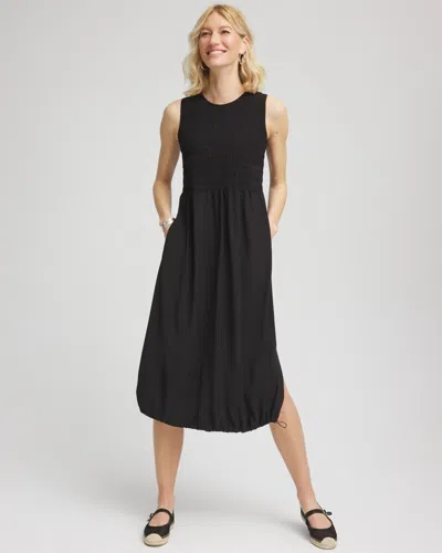 Chico's Smocked Midi Dress In Black