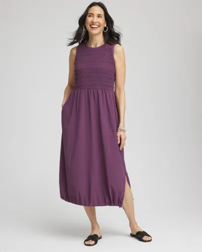 Chico's Smocked Midi Dress In Purple