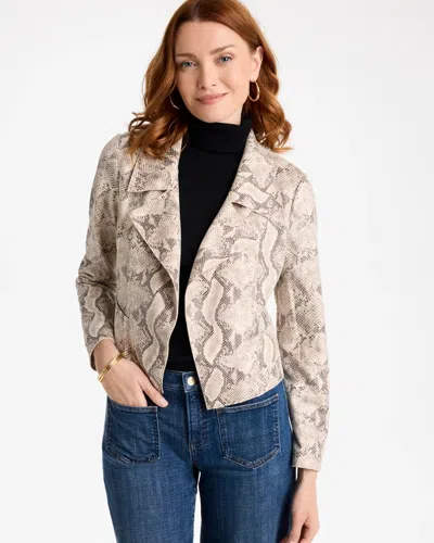 Chico's Snake Skin Printed Jacket In Taupe In Smokey Taupe