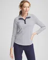 Chico's Snap-front Mockneck Pullover Top In Blue Size 20/22 |  Zenergy Activewear In Passport Blue