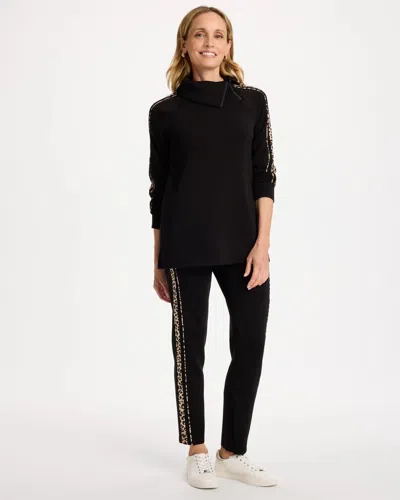 Chico's Soft Animal-trim Ankle Pants In Black