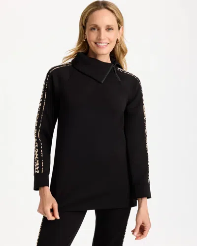 Chico's Soft Animal-trim Tunic In Black