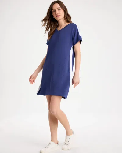 Chico's Soft Contrast Dress In Starlit Navy