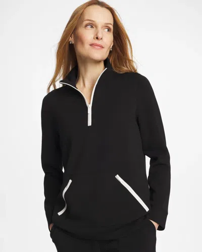 Chico's Soft Contrast Half Zip Pullover In Black