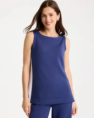Chico's Soft Contrast Tank In Starlit Navy