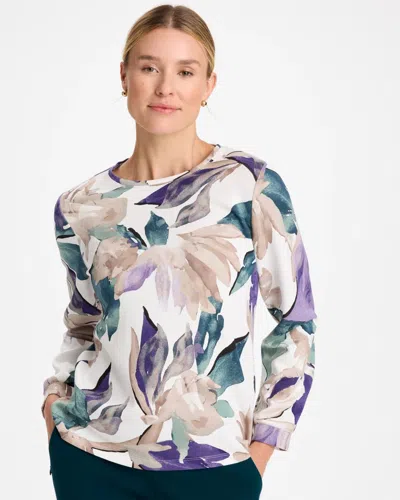Chico's Soft Garden Long-sleeve Top In Teal Shadow