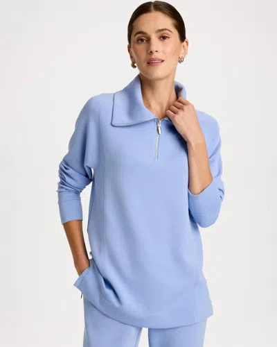 Chico's Soft Half-zip Tunic In Blue In Blue Muse