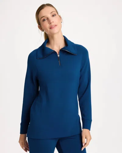 Chico's Soft Half-zip Tunic In Blue In Royal Blue