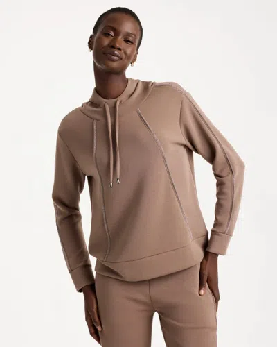 Chico's Soft Hooded Pullover In Taupe In Urban Taupe