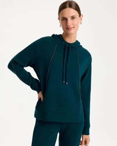 Chico's Soft Hooded Pullover In Teal Shadow