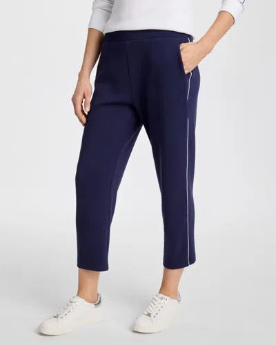 Chico's Soft Pique Cropped Pants In Blue