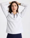 Chico's Soft Pique Half-zip Pullover Top In White In White