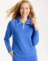 Chico's Soft Pique Half-zip Pullover Top In Amparo Blue In Blue