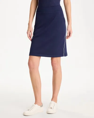 Chico's Soft Pique Piped Tennis Skirt In Blue
