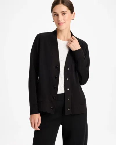 Chico's Soft Rib Detail Cardigan Sweater In Black