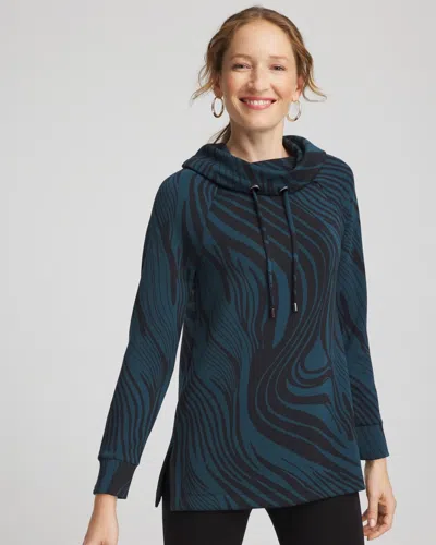 Chico's Soft Scuba Zebra Tunic In Teal Shadow In Multi