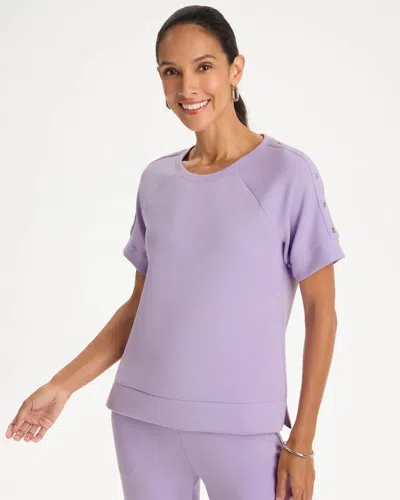 Chico's Soft Short-sleeve Grommet Top In Purple In Multi