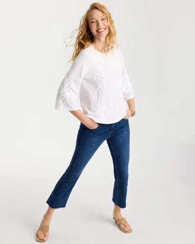 Chico's Soutache Elbow Sleeve Tee In White