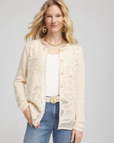 Chico's Soutache-lace Knit Cardigan Sweater In Neutral