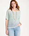 Chico's Space Dyed Pullover Sweater In Blue In Multi