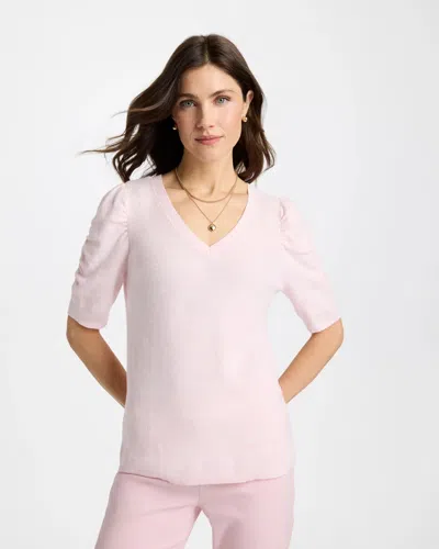Chico's Space Dyed Ruched V-neck Pullover Sweater In Sweet Blossom