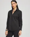 Chico's Sparkle Embellished Poplin Shirt In Black Size 8 |  In Black