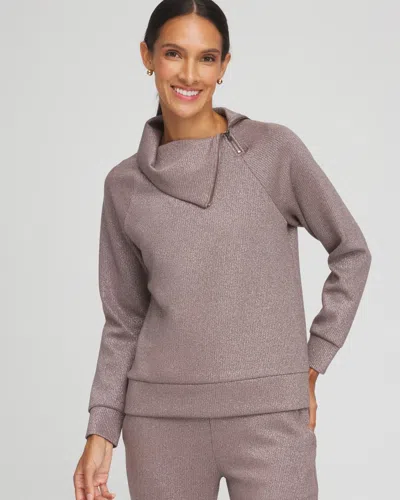 Chico's Sparkle Scuba Popover Top In Walnut In Brown