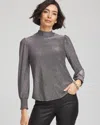 Chico's Sparkle Smocked Top In Silver Glitter In Silver