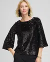 Chico's Sparkling Sequin Party Tee In Black In Black