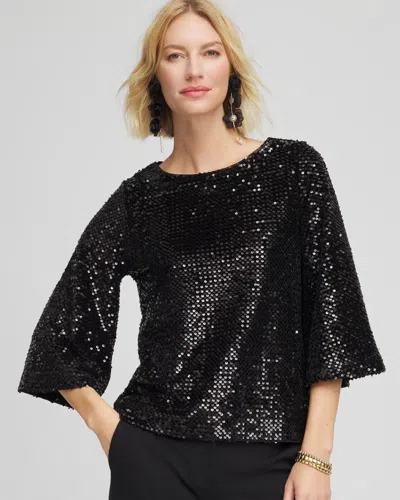 Chico's Sparkling Sequin Party Tee In Black