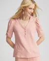 Chico's Split Neck Henley Tee In French Blush Size 20/22 |  In French Blush