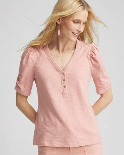 Chico's Split Neck Henley Tee In French Blush Size 20/22 |