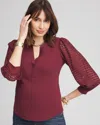 Chico's Split Neck Lace Sleeve Top In Blackcurrant Size 20/22 |  In Blackcurrant