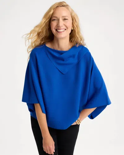 Chico's Splitneck Sweater Poncho In Planetary Blue