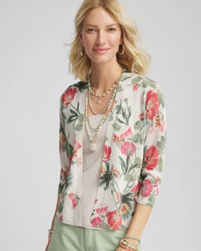Chico's Spring Gardens Open-front Cardigan Sweater In River Rock Size 20/22 |