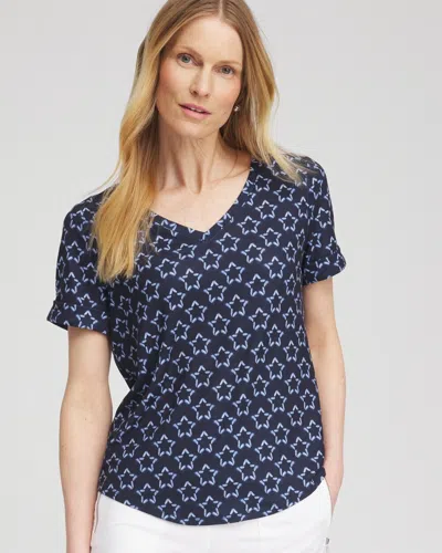 Chico's Star Tee In Blue Size 8/10 |  Zenergy In Navy Blue