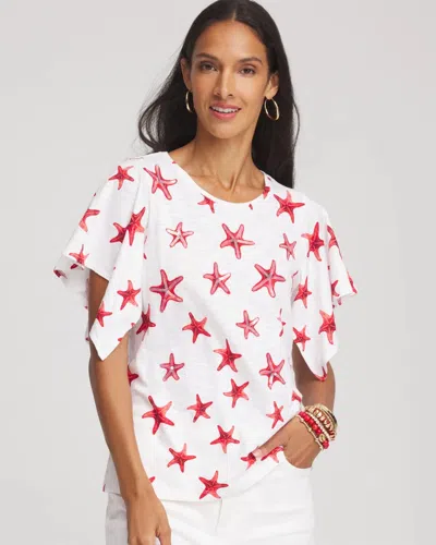 Chico's Starfish Handkerchief-sleeve Tee In White