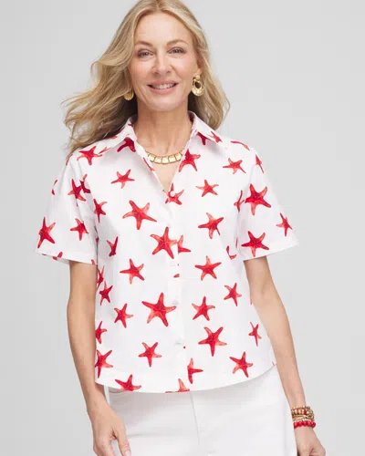 Chico's Starfish Short Sleeve Swing Shirt In