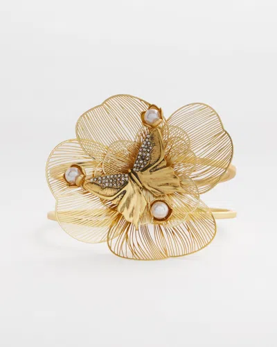 Chico's Statement Butterfly Filigree Hinge Bracelet |  In Gold