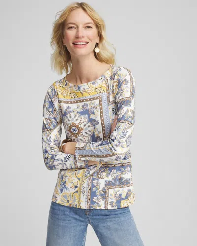 Chico's Stretch Cotton Boatneck Tunic In Blue Lotus