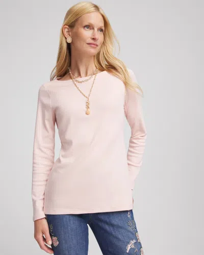 Chico's Stretch Cotton Boatneck Tunic In Pink