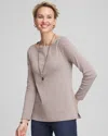 Chico's Stretch Cotton Boatneck Tunic In Rocky Mountain In Gray