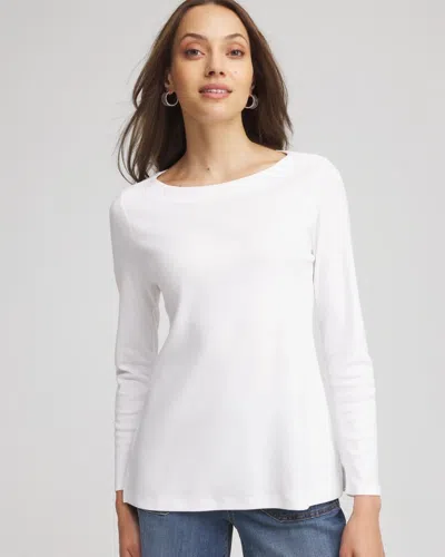 Chico's Stretch Cotton Boatneck Tunic In White