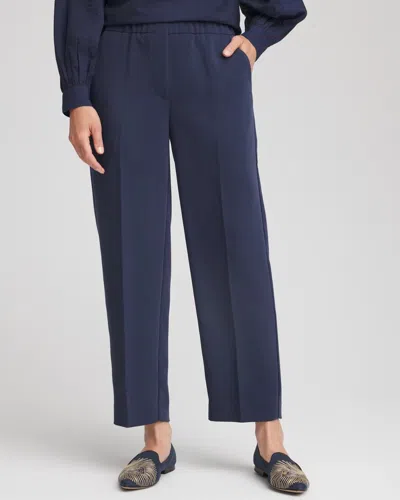 Chico's Stretch Crepe Tapered Ankle Pants In Blue