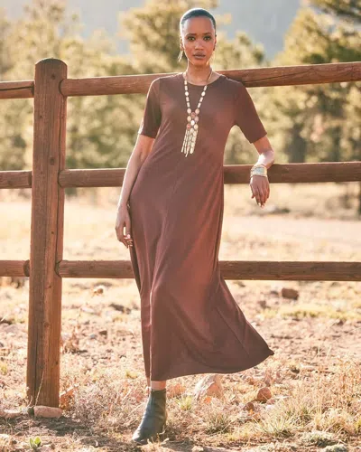 Chico's Stretch-jersey Maxi Dress In Cacao In Brown