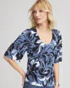 Chico's Stretch-knit Flutter-sleeve Tee In Blue Lotus In Blue